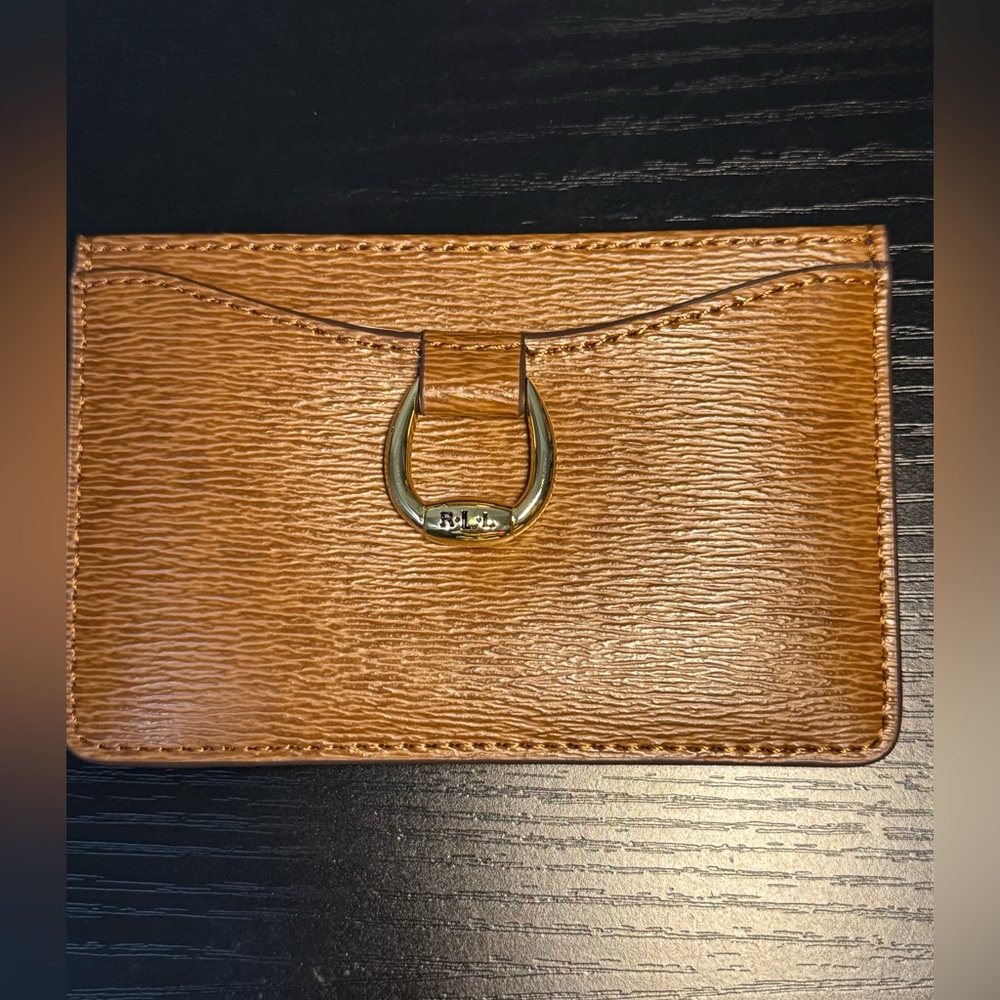 Lauren Ralph Lauren Bennington Mini Card Case Brown Leather NWT